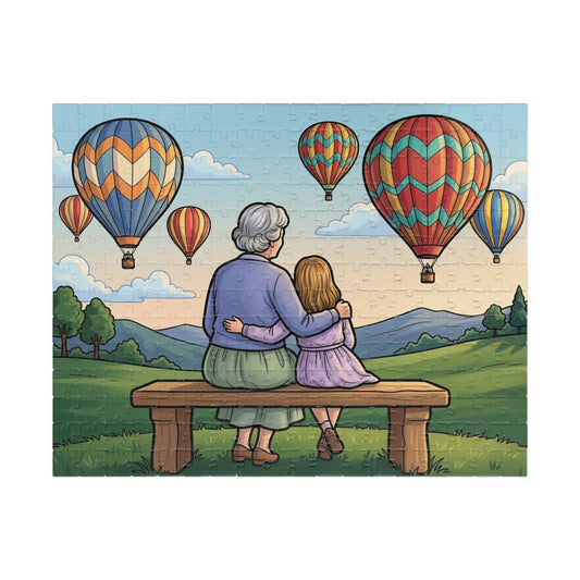 Grandmother & Granddaughter Hot Air Balloon Jigsaw Puzzle 252 Pieces YESTERYEAR LARGE PRINT Scenic Family Keepsake